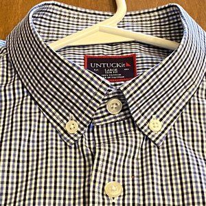 UNTUCKit Blue Plaid Long Sleeve Button Down Shirt Size  Large Slim Fit